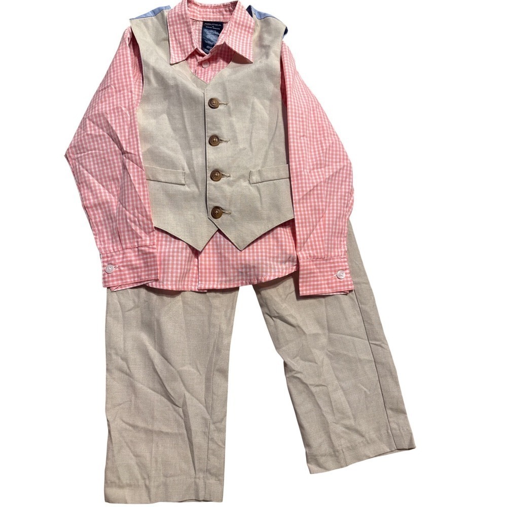Nautica Boys Outfit Set Vest Shirt Pants Formal Easter Wedding Party